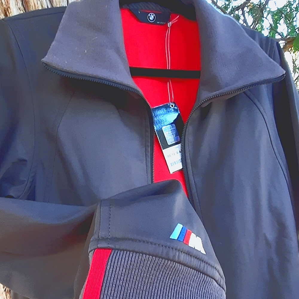 Brand New BMW Logo Fleece Lined Charcoal Grey Jacket, Full Zip